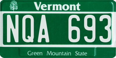 VT license plate NQA693
