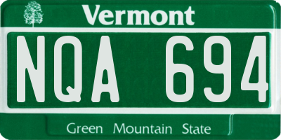 VT license plate NQA694