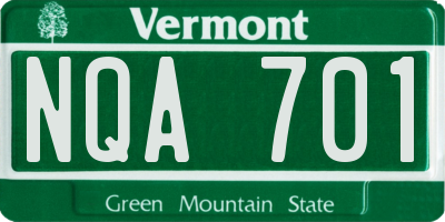 VT license plate NQA701