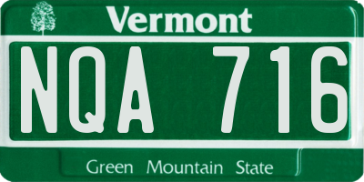 VT license plate NQA716