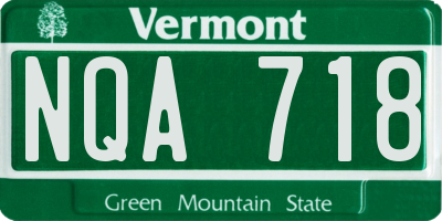 VT license plate NQA718