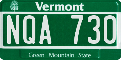 VT license plate NQA730