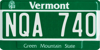 VT license plate NQA740