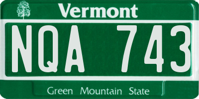 VT license plate NQA743