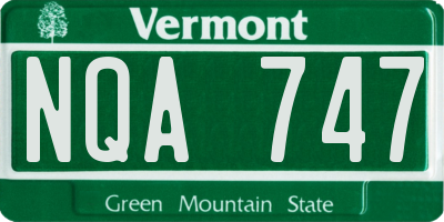 VT license plate NQA747