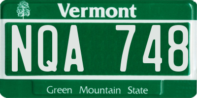 VT license plate NQA748