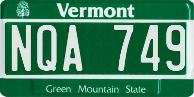 VT license plate NQA749