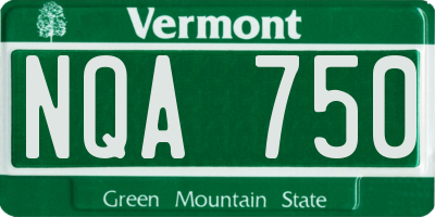 VT license plate NQA750
