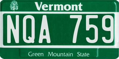 VT license plate NQA759