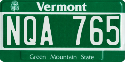 VT license plate NQA765