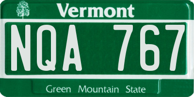VT license plate NQA767