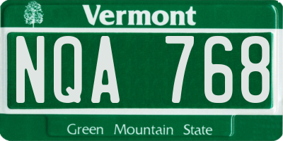 VT license plate NQA768