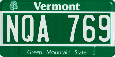VT license plate NQA769
