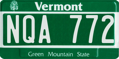 VT license plate NQA772