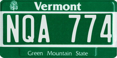 VT license plate NQA774