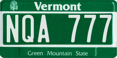 VT license plate NQA777