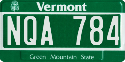 VT license plate NQA784