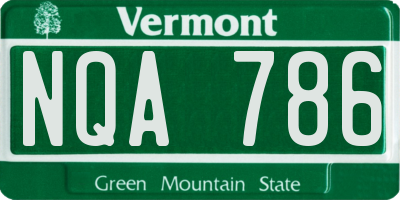 VT license plate NQA786