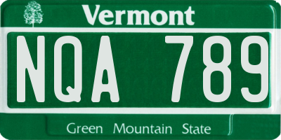 VT license plate NQA789
