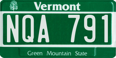 VT license plate NQA791