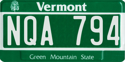 VT license plate NQA794