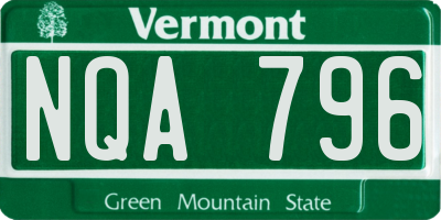VT license plate NQA796