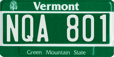 VT license plate NQA801