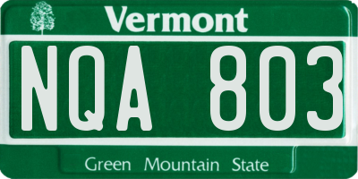 VT license plate NQA803