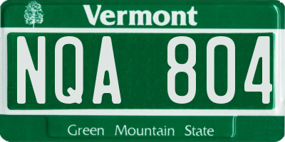 VT license plate NQA804