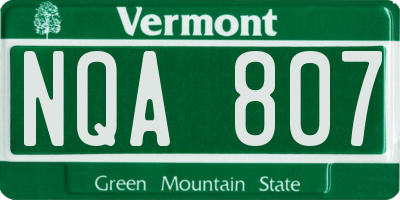 VT license plate NQA807