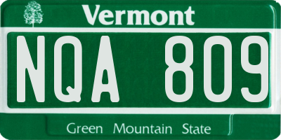 VT license plate NQA809