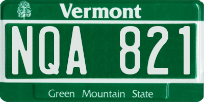 VT license plate NQA821