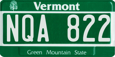 VT license plate NQA822