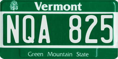 VT license plate NQA825