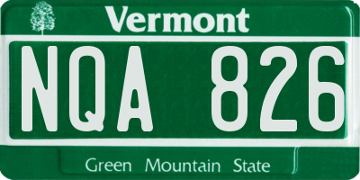 VT license plate NQA826