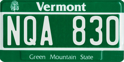 VT license plate NQA830
