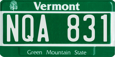 VT license plate NQA831