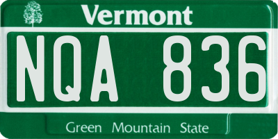 VT license plate NQA836