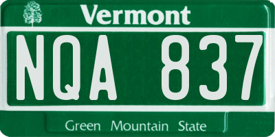 VT license plate NQA837