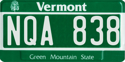 VT license plate NQA838