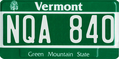 VT license plate NQA840