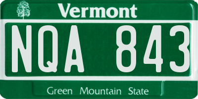 VT license plate NQA843