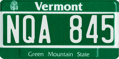VT license plate NQA845