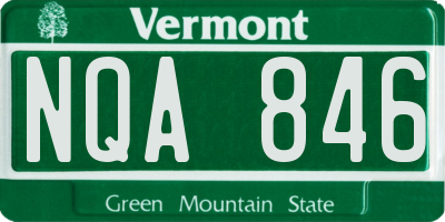 VT license plate NQA846