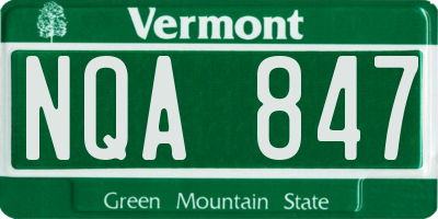 VT license plate NQA847