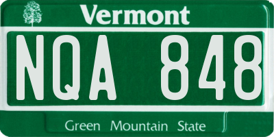 VT license plate NQA848