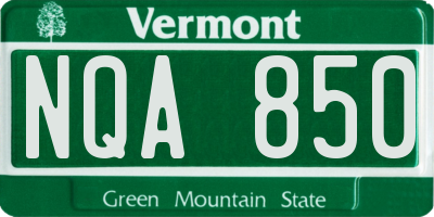 VT license plate NQA850