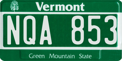 VT license plate NQA853