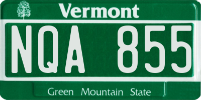 VT license plate NQA855