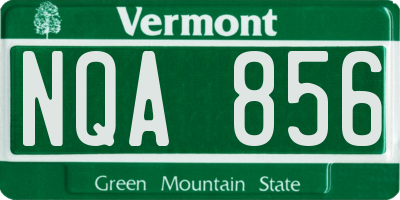 VT license plate NQA856
